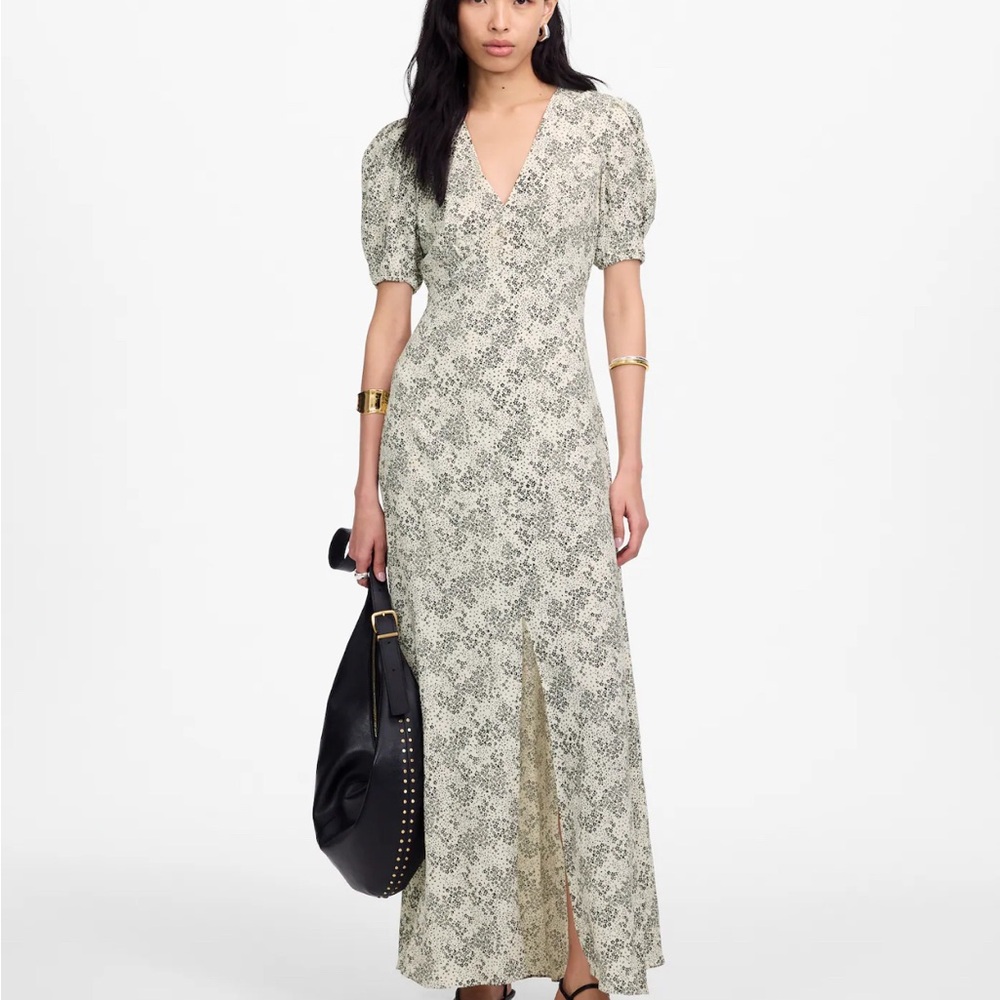 Madewell Black and Cream Floral Maxi Dress